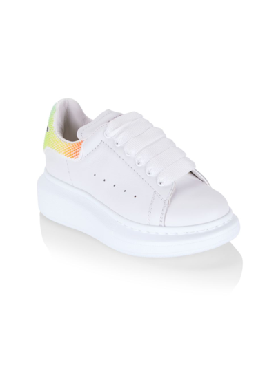 Shop Alexander Mcqueen Baby's & Little Kid's Leather Rainbow Ovesize Sneakers In White Multi