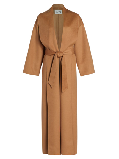 Shop Tove Women's Joor Lambswool Maxi Coat In Camel