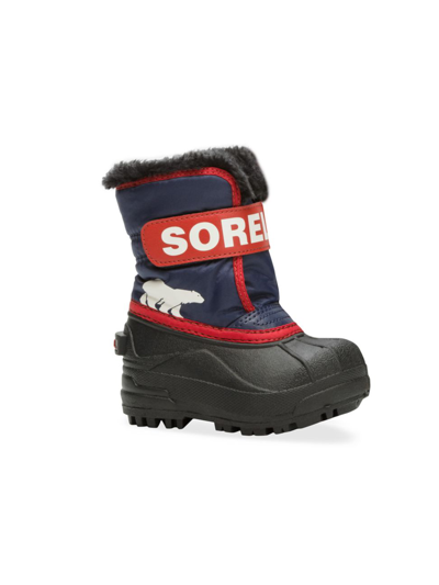 Shop Sorel Baby's & Little Kid's Snow Commander Faux Fur-lined Waterproof Boots In Nocturnal Sail Red