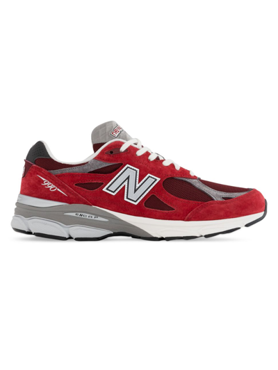 Shop New Balance 990 Suede & Mesh Sneakers In Scarlet