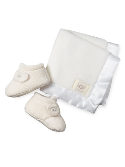 Shop Ugg Baby Boy's Bootie & Blanket Set In Vanilla