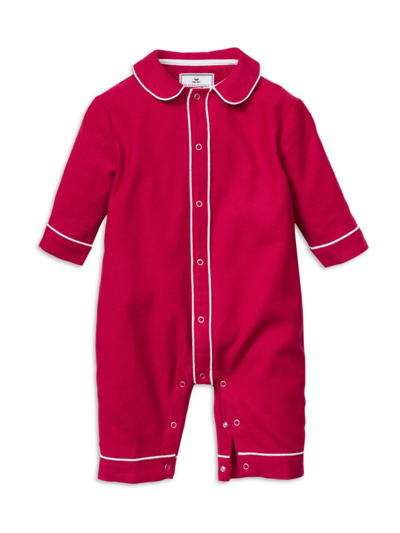 Shop Petite Plume Baby's Flannel Cambridge Romper In Red