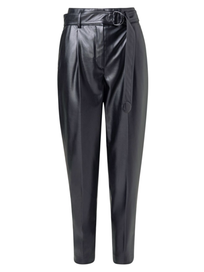 Shop Akris Punto Women's Fred Faux Leather Belted Pants In Black