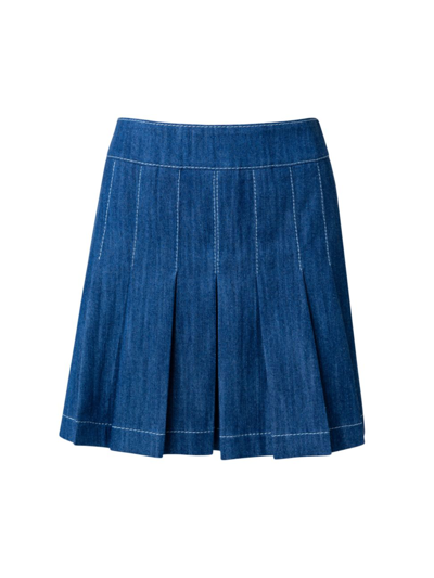 Shop Akris Punto Women's Washed Denim Mini Skirt In Blue Denim