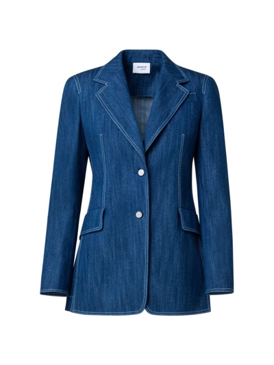 Akris Punto Washed Denim Blazer Jacket In Blue Denim | ModeSens