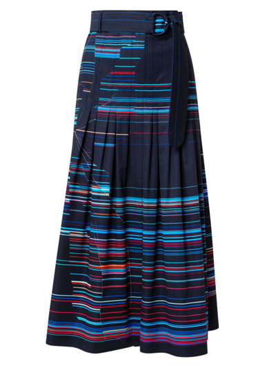 Shop Akris Punto Women's Matrix Flower Midi Skirt In Navy Multi