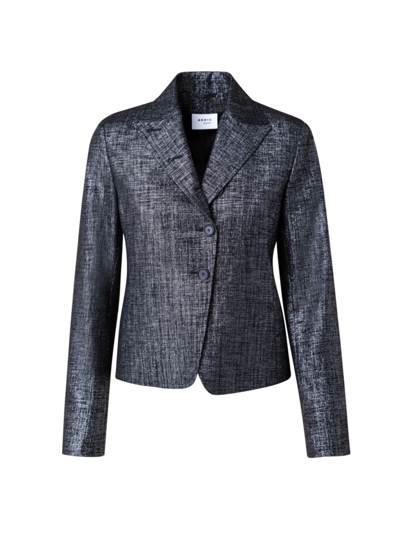 Shop Akris Punto Women's Peaked Wool-blend Blazer In Black Silver