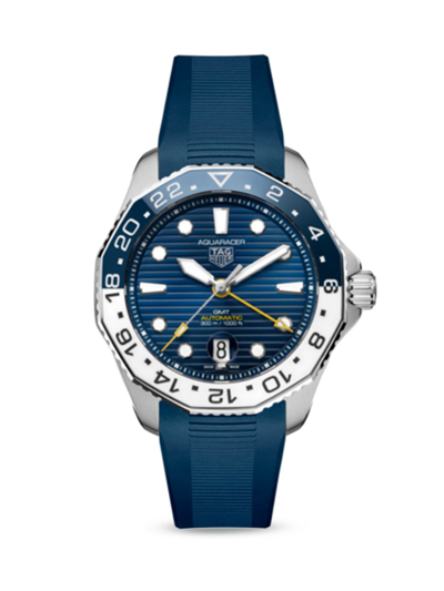 Shop Tag Heuer Men's Aquaracer Professional 300 Stainless Steel & Rubber Strap Watch In Navy