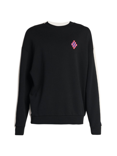 Shop Marcelo Burlon County Of Milan Men's Cross Patch Crewneck Sweater In Black Ecru