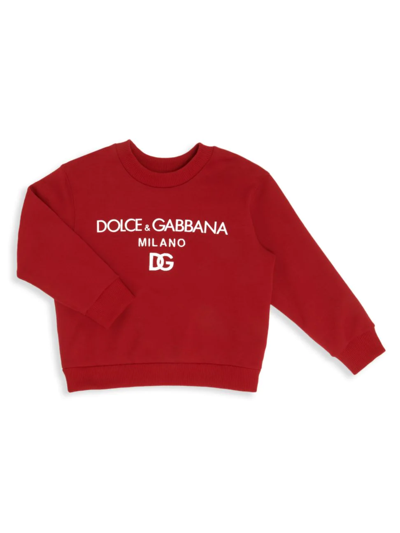 Shop Dolce & Gabbana Little Kid's & Kid's Logo Crewneck Sweater In Red