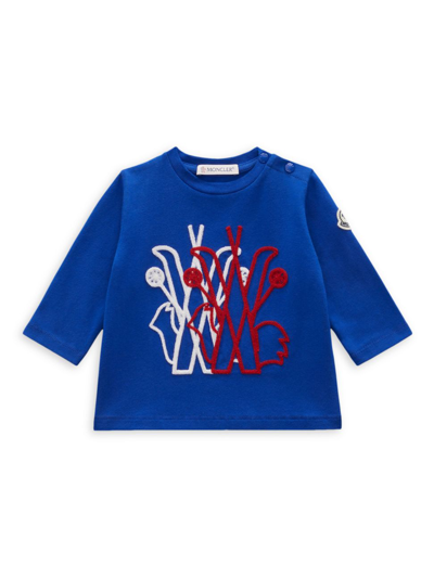Shop Moncler Baby's & Little Boy's Embroidered Long-sleeved T-shirt In Blue