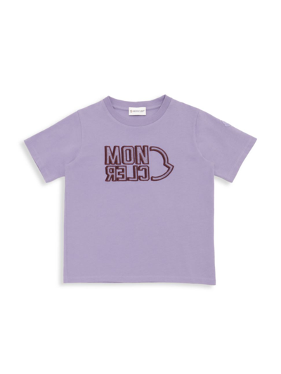 Shop Moncler Little Kid's Short-sleeve Logo Tee In Purple