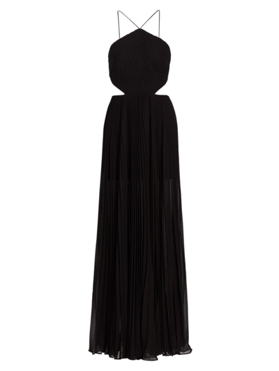 Shop Amur Women's Janet Halterneck Cut Out Gown In Black