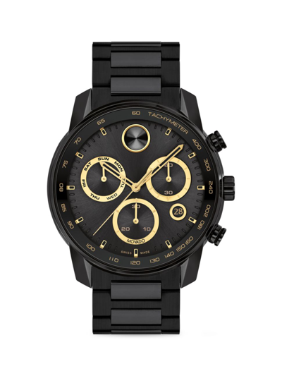 Shop Movado Men's Bold Verso Ionic Plated Steel Chronograph Watch In Black