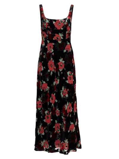 Shop Rixo London Women's Benedict Floral Velvet Midi-dress In Black Poppy Burnout