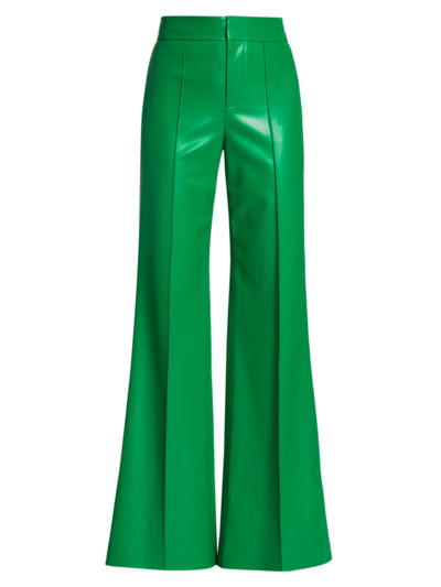 Shop Alice And Olivia Women's Dylan Vegan Leather Wide-leg Pants In Emerald