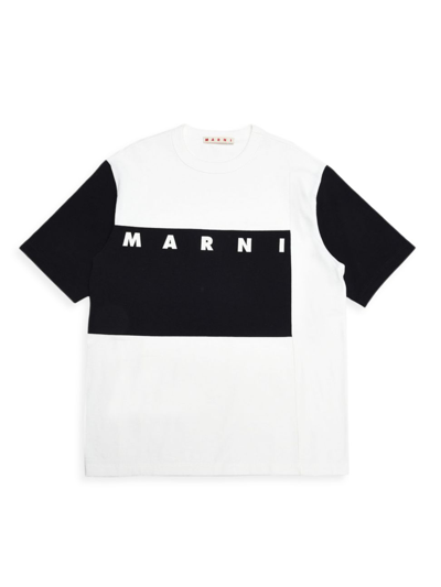 Shop Marni Little Kid's & Kid's Colorblock Logo Tee In Off White