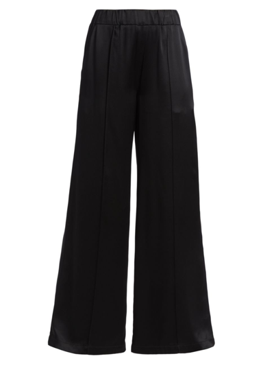 Shop Sprwmn Women's Silk Wide-leg Pants In Black
