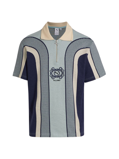 Shop Puma Men's  X Palomo Striped Polo Shirt In Ether