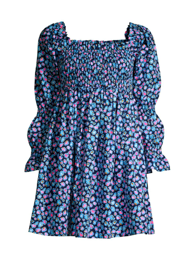 Shop Lilly Pulitzer Women's Beyonca Smocked Mini Dress In Sea Breeze