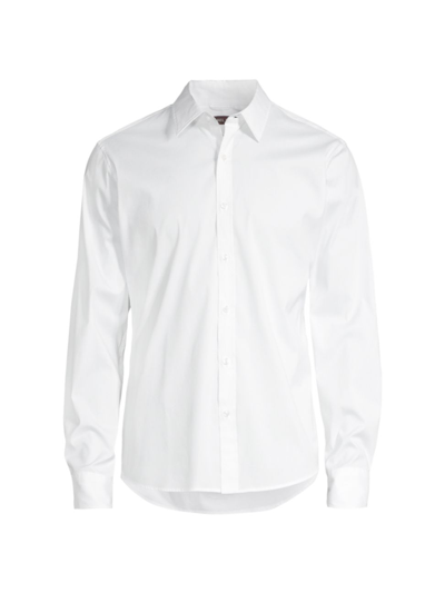 Shop Michael Kors Men's Stretch Cotton Shirt In White