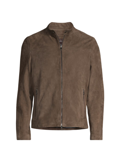 Shop Michael Kors Men's Basic Suede Racer Jacket In Brown