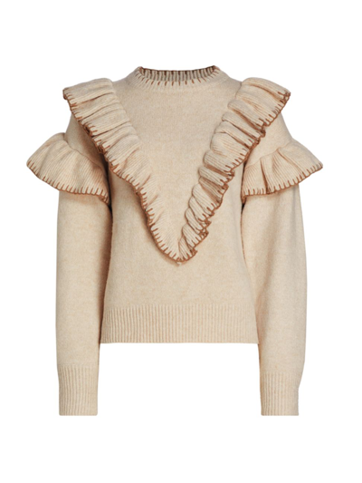 Shop En Saison Women's Rene Ruffle-trim Sweater In Natural