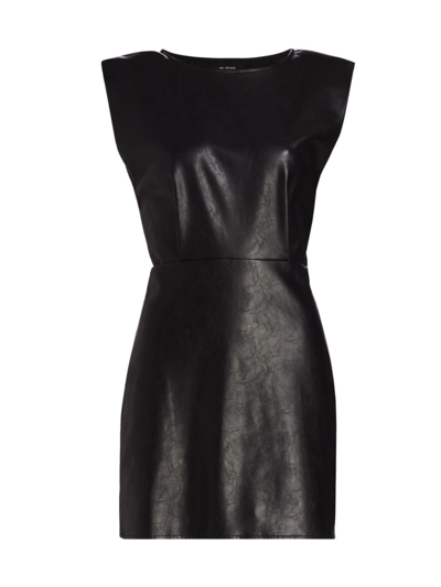 Shop En Saison Women's Lana Vegan Leather Padded Shoulder Minidress In Black