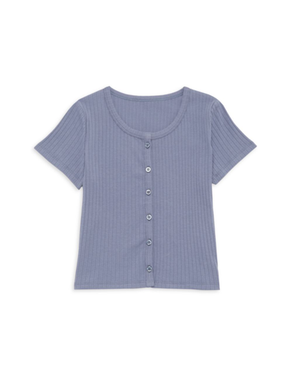 Shop Everafter Girl's Brook Rib-knit Tee In Standard Blue