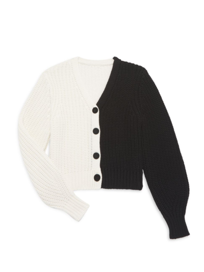 Shop Everafter Girl's Darby Colorblock Cardigan In Black White