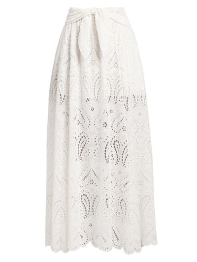 Shop Etro Women's Embroidered Paisley Maxi Skirt In White