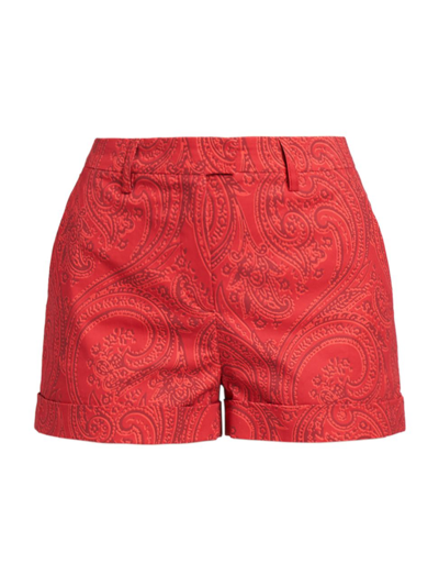 Shop Etro Women's Blooming Paisley Shorts In Red