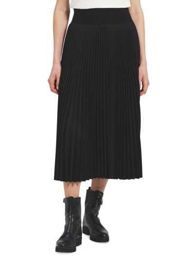 Shop Theory Women's Pleated Wool Flannel Midi-skirt In Black