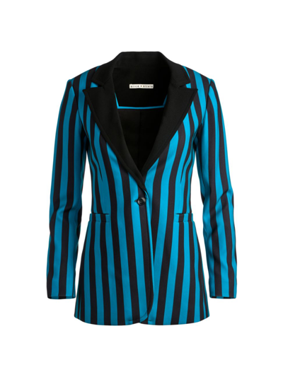 Shop Alice And Olivia Women's Breann Striped Fitted Blazer In Blue