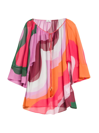 Shop Etro Women's Colorblocked Semi-sheer Tunic In Orange