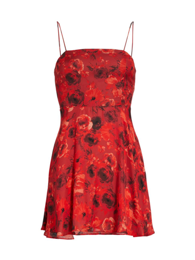 Shop Alice And Olivia Women's Glinda Floral Minidress In Oceanside Floral Perfect Ruby