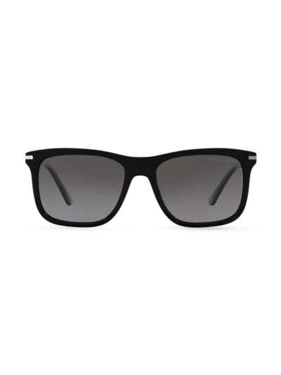 Shop Prada Men's 18ws 53mm Square Sunglasses In Black