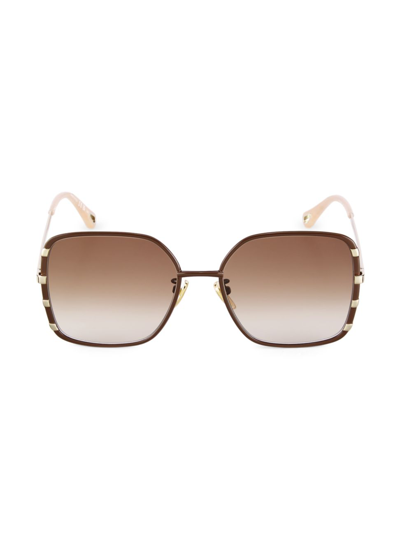 Shop Chloé Women's Celeste 59 Mm Square Metal Sunglasses In Brown