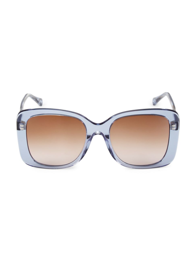Shop Chloé Women's Xena 55mm Rectangular Bio Acetate Sunglasses In Blue