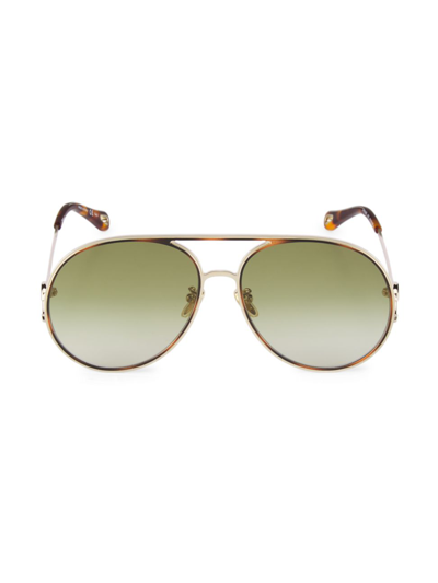 Shop Chloé Women's Austine 61mm Pilot Metal Sunglasses In Gold
