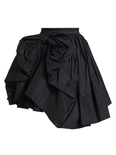 Shop Alexander Mcqueen Women's Asymmetric Draped-bow Miniskirt In Black