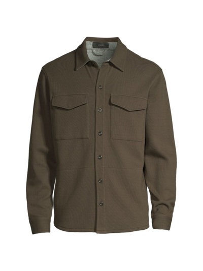 Shop Vince Men's Cotton-blend Shirt Jacket In Frog Grey