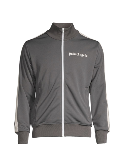 Shop Palm Angels Men's Logo Zip-up Track Jacket In Dark Grey