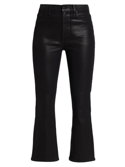 Shop 7 For All Mankind Women's High-waisted Coated Slim Kick Jeans In Coated Black