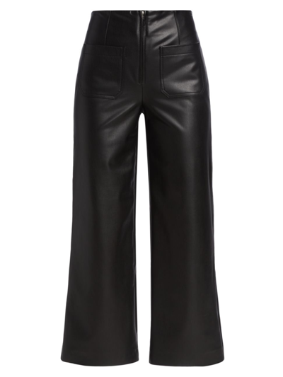 Shop Veronica Beard Women's Jiva Wide-leg Faux Leather Pants In Black