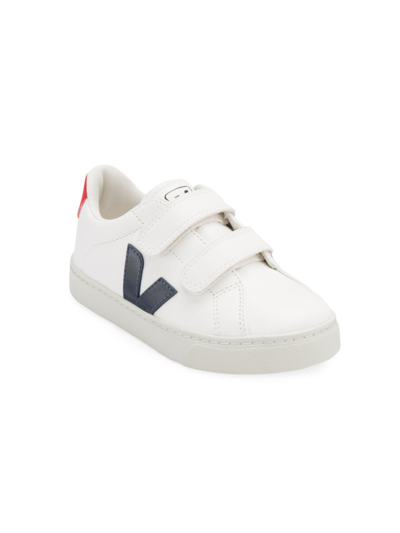 Shop Veja Little Kid's Esplar Leather Sneakers In White