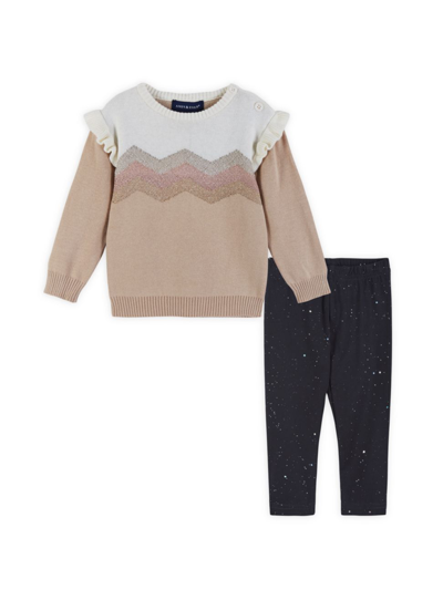 Shop Andy & Evan Baby Girl's Eyelash Sweater & Leggings Two-piece Set In White Multi