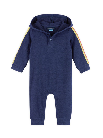 Shop Andy & Evan Baby Boy's Hacci Hooded Coverall In Navy
