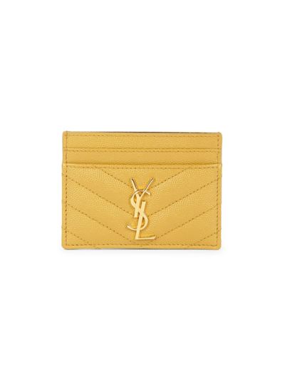Shop Saint Laurent Monogram Matelassé Leather Card Case In Light Chartreuse