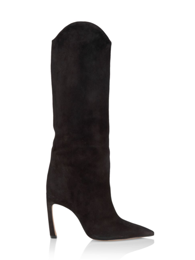 Shop Schutz Maryana Nubuck Knee-high Boots In Black